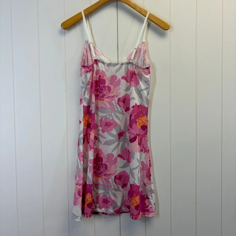 Body Touch Coquette Floral Lace Trim Chemise Nightgown Women Size M Peony